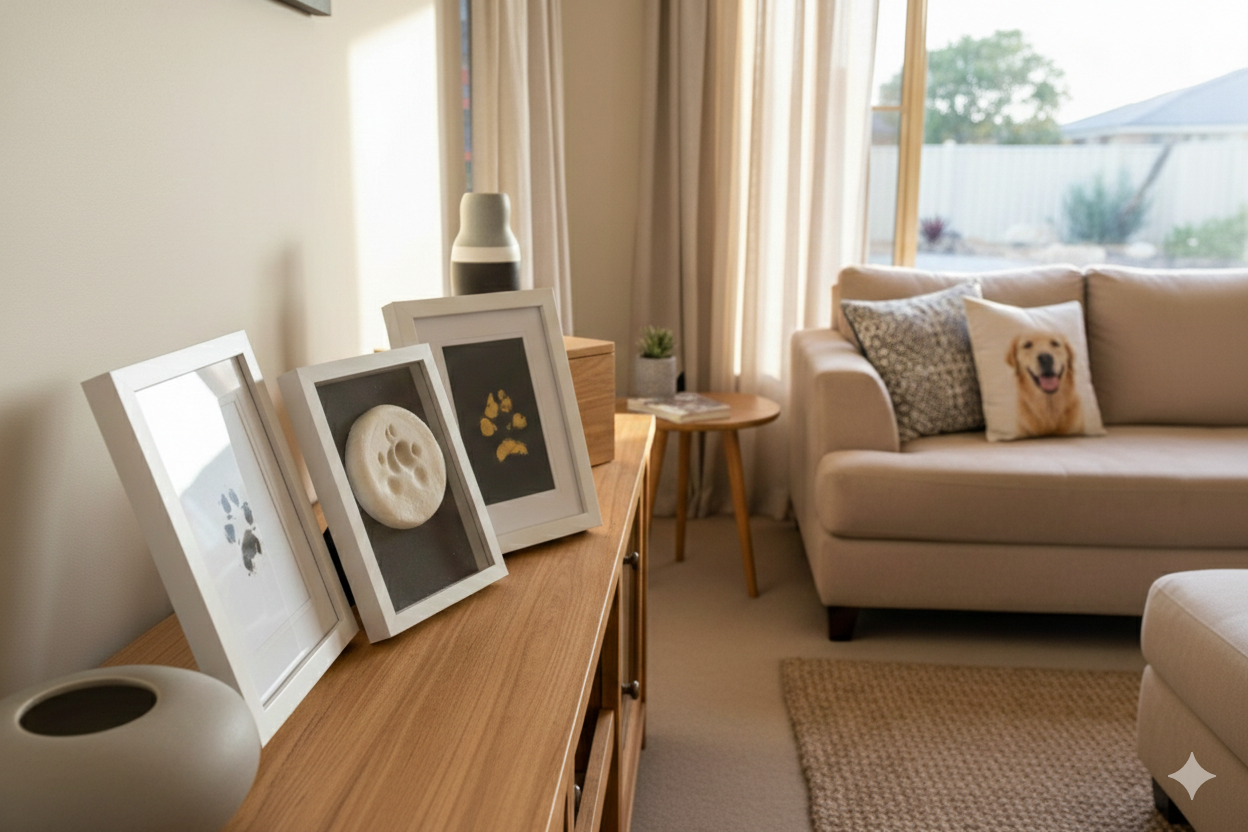 A Selection Of 2 Framed Prints + A Framed Paw Casting