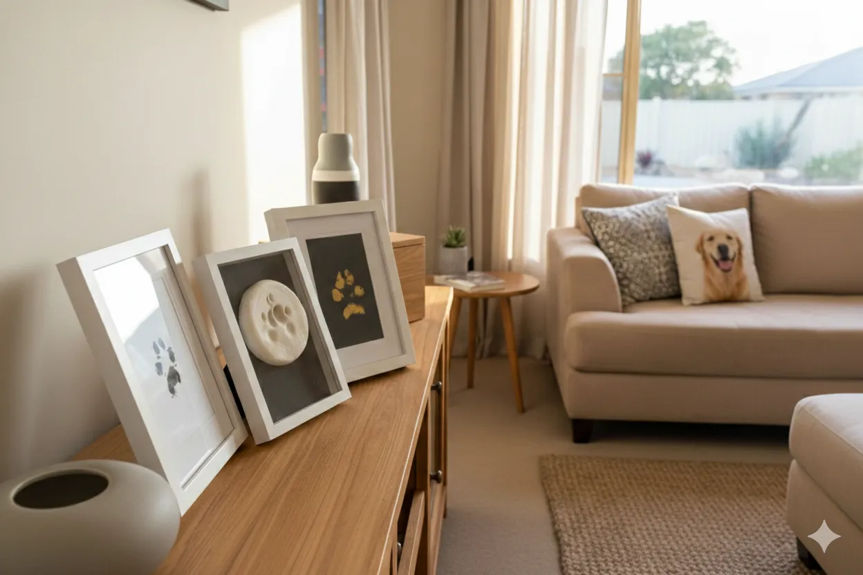 A Selection Of 2 Framed Prints + A Framed Paw Casting