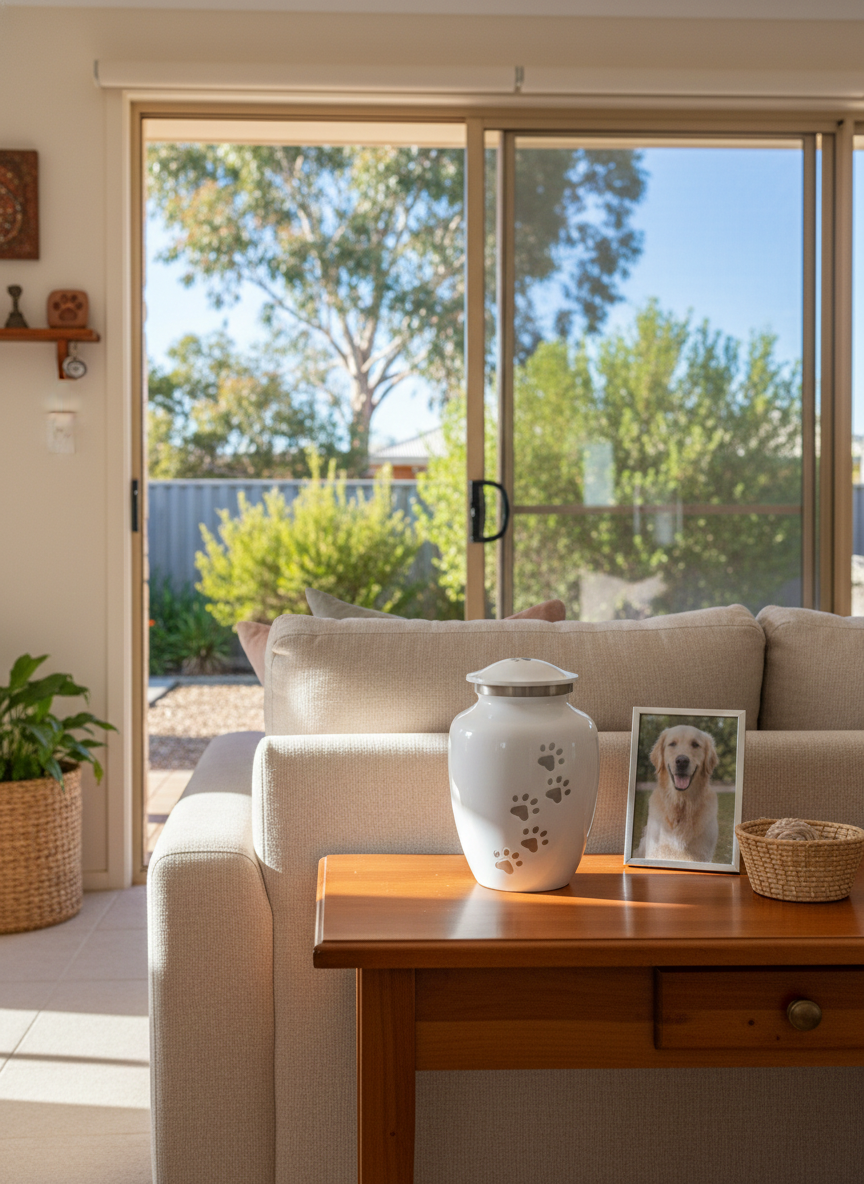 Classic Urn - White With Silver Pawprints