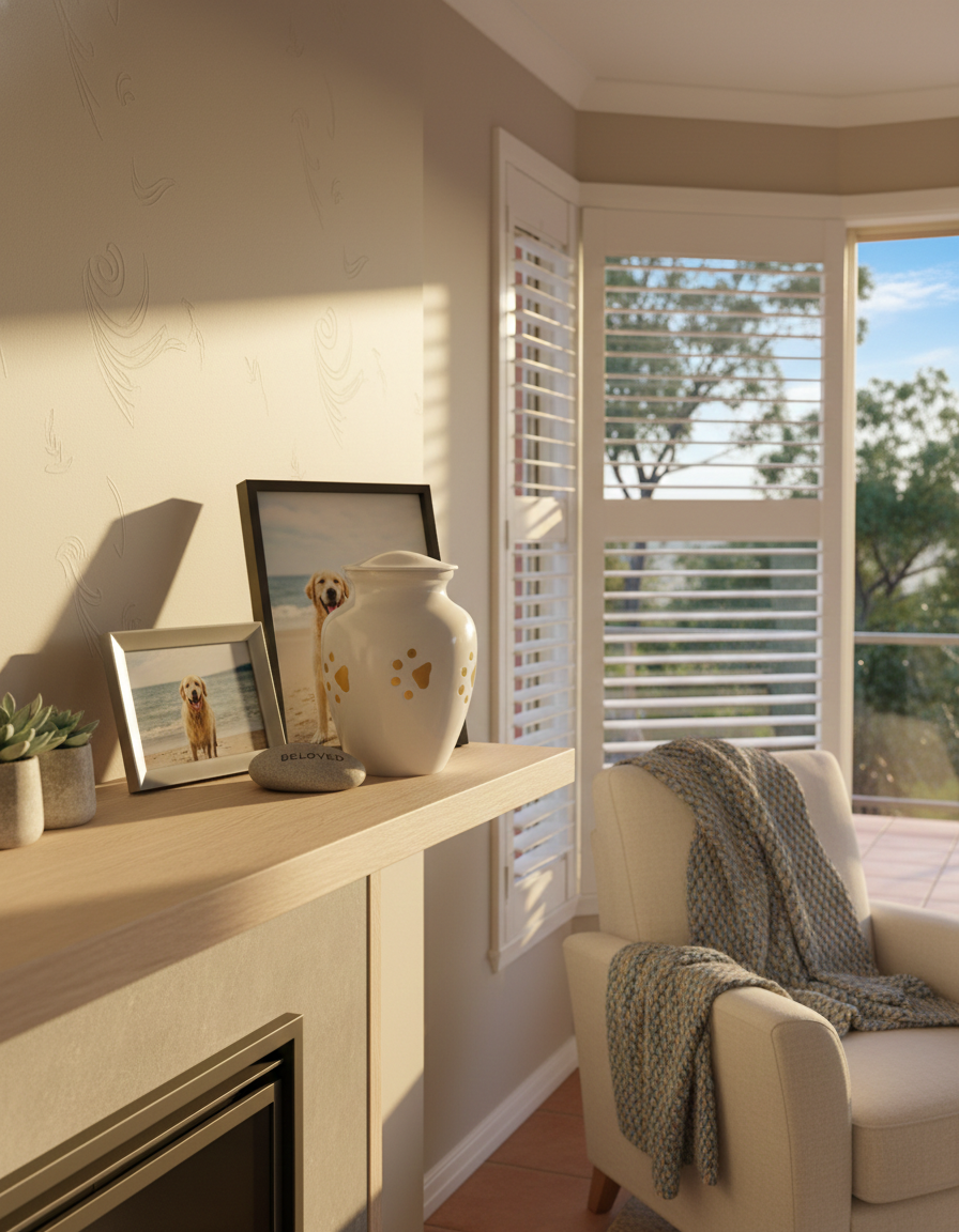 Classic Urn - White With Golden Pawprints