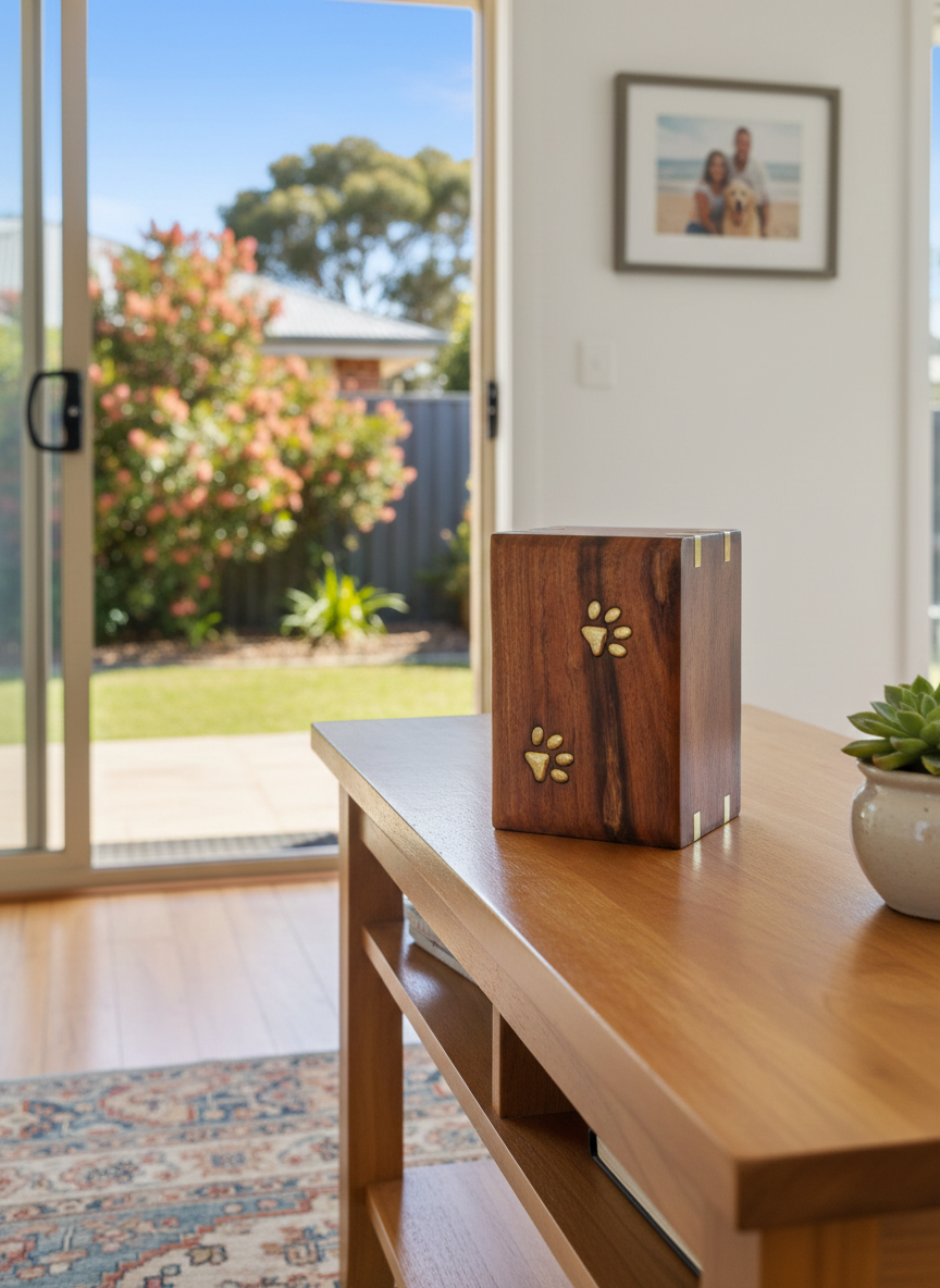 Wooden Urn With Paw Prints